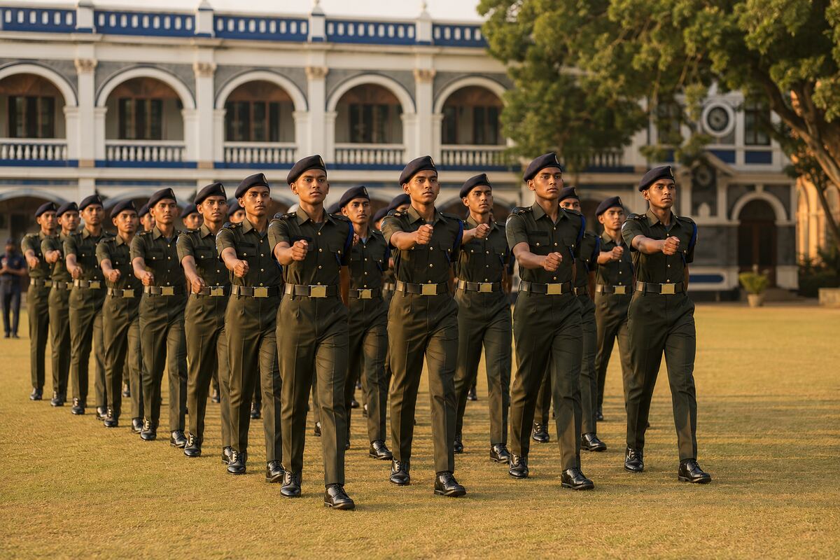 Sri Lankan school cadets on ceremonial parade